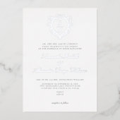 Antiek Crest Minimalistische  Monogram Huwelijk Folie Uitnodiging (Voorkant)