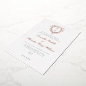 Antiek Crest Minimalistische  Monogram Huwelijk Folie Uitnodiging (Gedraaid)