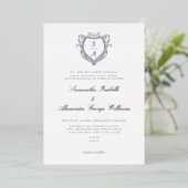 Antiek Crest Minimalistische  Monogram Huwelijk Folie Uitnodiging (Staand Voorkant)