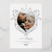 Antiek Crest Minimalistische  Monogram Huwelijk Folie Uitnodiging (Achterkant)