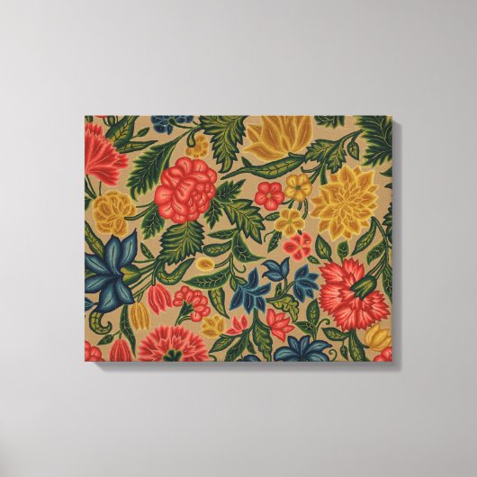 Antiek Crewel Bloem Borduurpatroon Canvas Afdruk (Voorkant)