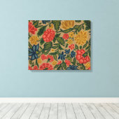 Antiek Crewel Bloem Borduurpatroon Canvas Afdruk (Insitu (Houten vloer))