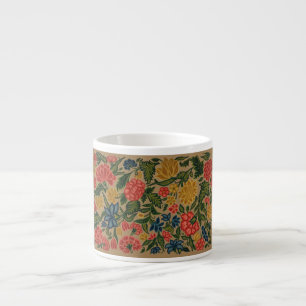 Antiek Crewel Bloem Borduurpatroon Espresso Kop
