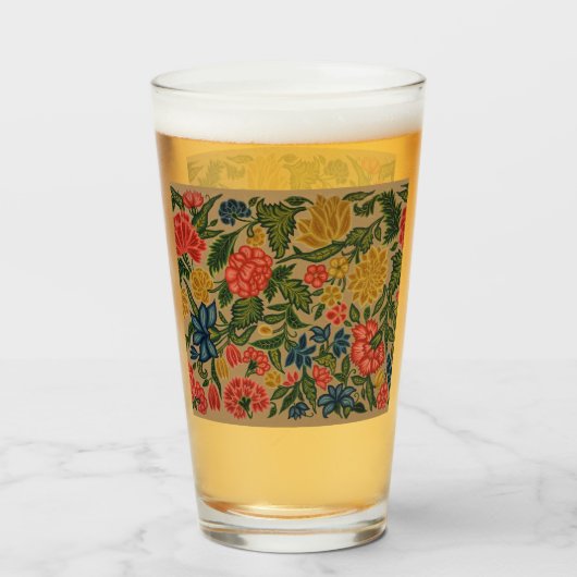 Antiek Crewel Bloem Borduurpatroon Glas (Achterkant gevuld)