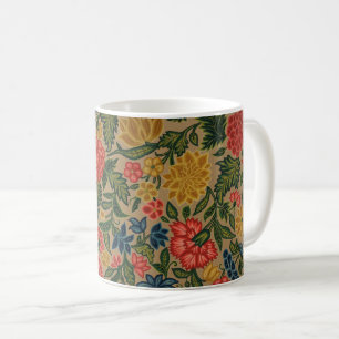 Antiek Crewel Bloem Borduurpatroon Koffiemok