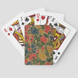 Antiek Crewel Bloem Borduurpatroon Pokerkaarten