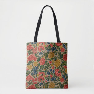 Antiek Crewel Bloem Borduurpatroon Tote Bag