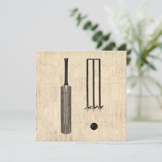Antiek cricketbank Vintage geïllustreerde kunst Kaart (Staand voorkant)