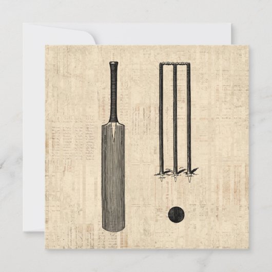 Antiek cricketbank Vintage geïllustreerde kunst Kaart (Voorkant)