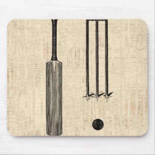 Antiek cricketbank Vintage geïllustreerde kunst Muismat