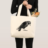 Antiek Crow Blackbird RavenTotebag Grote Tote Bag (Voorkant (product))