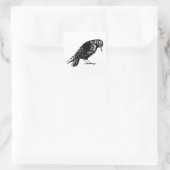 Antiek Crow Blackbird RavenTotebag Vierkante Sticker (Tas)