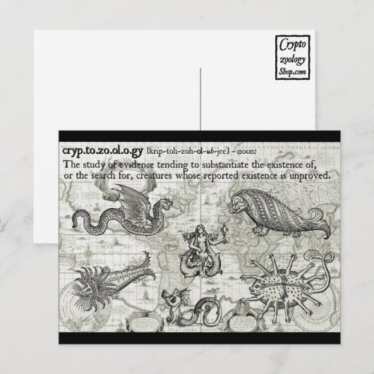 Antiek cryptozoölogische Briefkaarten (Voorkant / Achterkant)