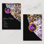 ANTIEK DAMASK PAARS AMETHYST MONOGRAM Gold Visitekaartje (Voorkant / Achterkant)