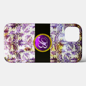 ANTIEK DAMASK Paars Amethyst Monogram zwart Case-Mate iPhone Case (Achterkant (horizontaal))