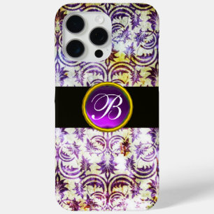 ANTIEK DAMASK Paars Amethyst Monogram zwart iPhone 15 Pro Max Hoesje