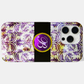 ANTIEK DAMASK Paars Amethyst Monogram zwart Case-Mate iPhone Case (Achterkant (horizontaal))