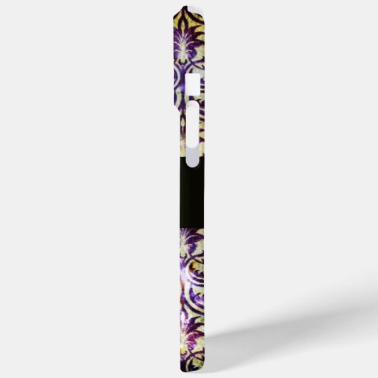 ANTIEK DAMASK Paars Amethyst Monogram zwart Case-Mate iPhone Case (Achterkant / Links)
