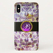 ANTIEK DAMASK Paars Amethyst Monogram zwart Case-Mate iPhone Case (Achterkant)