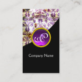 ANTIEK DAMASK PAARS GEMSTONE MONOGRAM Black Visitekaartje (Achterkant)