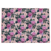 Antiek Damask Pink Roses Groot Cadeauzakje (Achterkant)