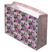 Antiek Damask Pink Roses Groot Cadeauzakje (Achterkant Gekanteld)