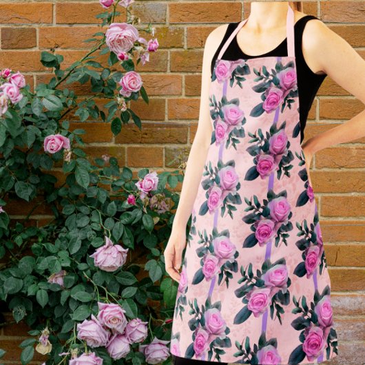Antiek Damask Pink Roses Schort