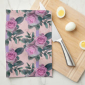Antiek Damask Pink Roses Theedoek (Quarter Fold)