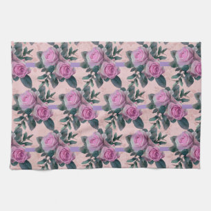 Antiek Damask Pink Roses Theedoek