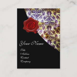 ANTIEK DAMASK RED WAX SEAL MONOGRAM paars Visitekaartje