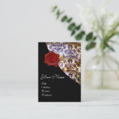 ANTIEK DAMASK RODE WAS AFDICHTING MONOGRAM PAARSE VISITEKAARTJE (Staand voorkant)