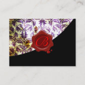 ANTIEK DAMASK RODE WAS AFDICHTING MONOGRAM PAARSE VISITEKAARTJE (Achterkant)