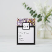 ANTIEK DAMASKSQUARE-MONOGRAM, paars zwart zilver Visitekaartje (Staand voorkant)