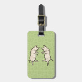 Antiek Dansende Varkens: grillige  Piggy Jig Bagagelabel (Voorkant verticaal)