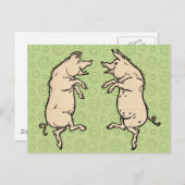 Antiek Dansende Varkens: grillige  Piggy Jig Briefkaart (Voorkant / Achterkant)