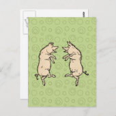 Antiek Dansende Varkens: grillige  Piggy Jig Briefkaart (Voorkant / Achterkant)