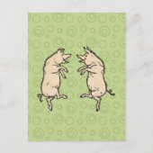 Antiek Dansende Varkens: grillige  Piggy Jig Briefkaart (Voorkant)
