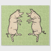 Antiek Dansende Varkens: grillige  Piggy Jig Cadeaupapier (Vlak)