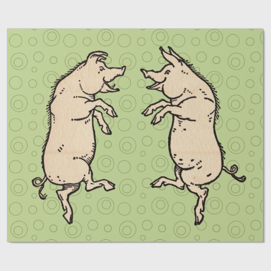 Antiek Dansende Varkens: grillige  Piggy Jig Cadeaupapier (Vlak)