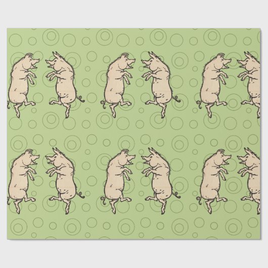 Antiek Dansende Varkens: grillige  Piggy Jig Cadeaupapier (Vlak)