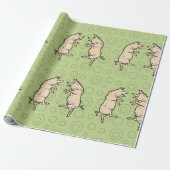 Antiek Dansende Varkens: grillige  Piggy Jig Cadeaupapier (Uitgerold)