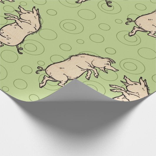 Antiek Dansende Varkens: grillige  Piggy Jig Cadeaupapier (Hoek)