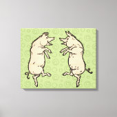 Antiek Dansende Varkens: grillige  Piggy Jig Canvas Afdruk (Voorkant)