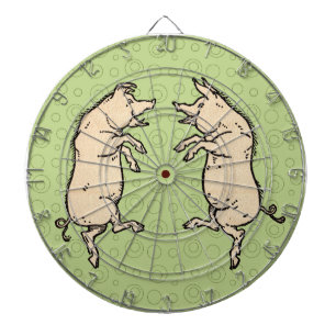 Antiek Dansende Varkens: grillige  Piggy Jig Dartbord
