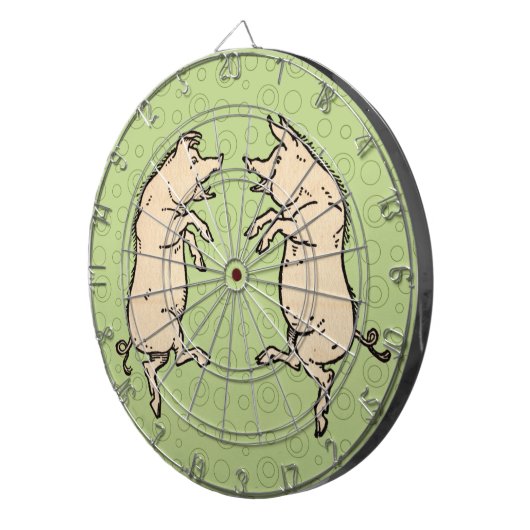 Antiek Dansende Varkens: grillige  Piggy Jig Dartbord (Voorkant Rechts)