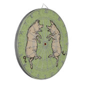 Antiek Dansende Varkens: grillige  Piggy Jig Dartbord (Voorkant Links)