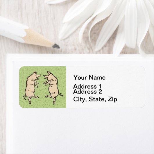 Antiek Dansende Varkens: grillige  Piggy Jig Etiket (Insitu)