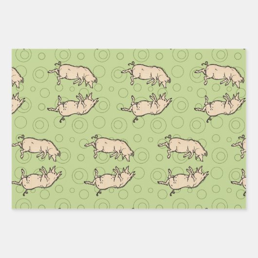 Antiek Dansende Varkens: grillige  Piggy Jig Inpakpapier Vel (Voorkant)