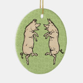 Antiek Dansende Varkens: grillige Piggy Jig Keramisch Ornament (Rechts)