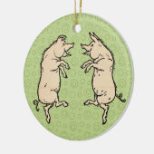 Antiek Dansende Varkens: grillige Piggy Jig Keramisch Ornament (Links)